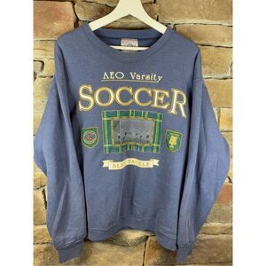 Size L - AEO‎ Varsity Soccer Vintage 1990s Heavyweight Crewneck sweatshirt blue